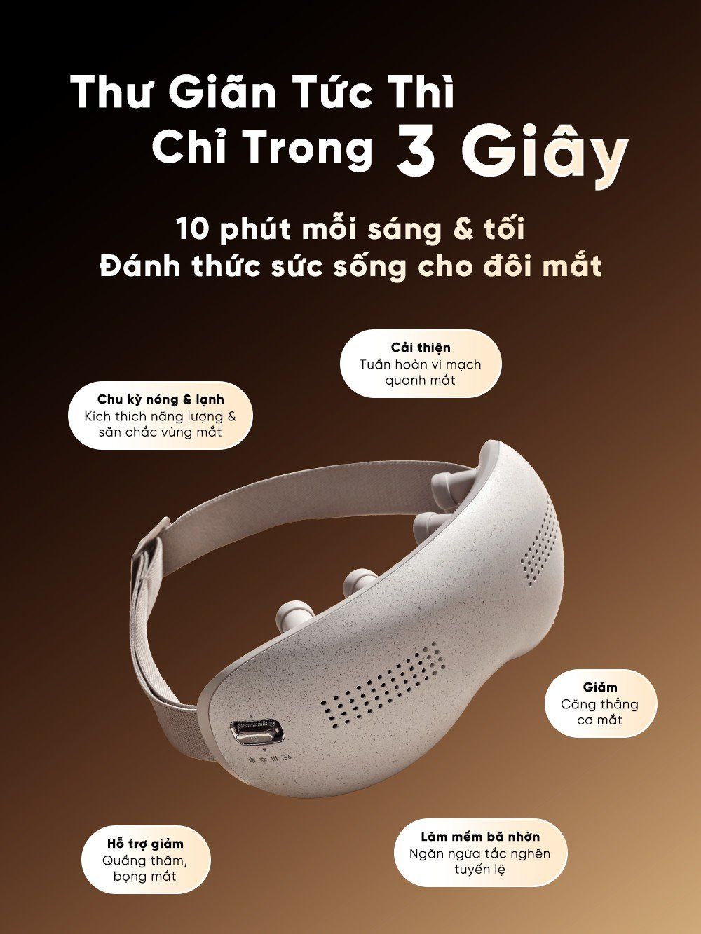 Máy Massage Mắt BREO SEE K PRO - Làm Lạnh Làm Nóng Giảm Thâm Mắt - Xoa Bóp Thư Giãn Mắt