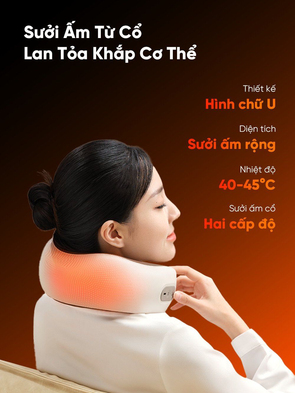  Gối Massage Cổ BREO C1 - Rung Xoa Làm Nóng Thư Giãn Cổ - Nhỏ Gọn Tiện Lợi 