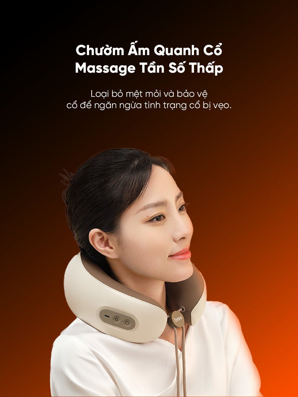  Gối Massage Cổ BREO C1 - Rung Xoa Làm Nóng Thư Giãn Cổ - Nhỏ Gọn Tiện Lợi 