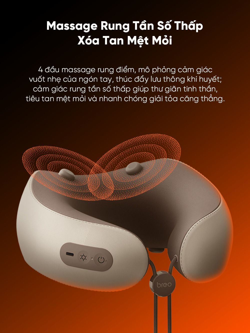 Gối Massage Cổ BREO C1 - Rung Xoa Làm Nóng Thư Giãn Cổ - Nhỏ Gọn Tiện Lợi 