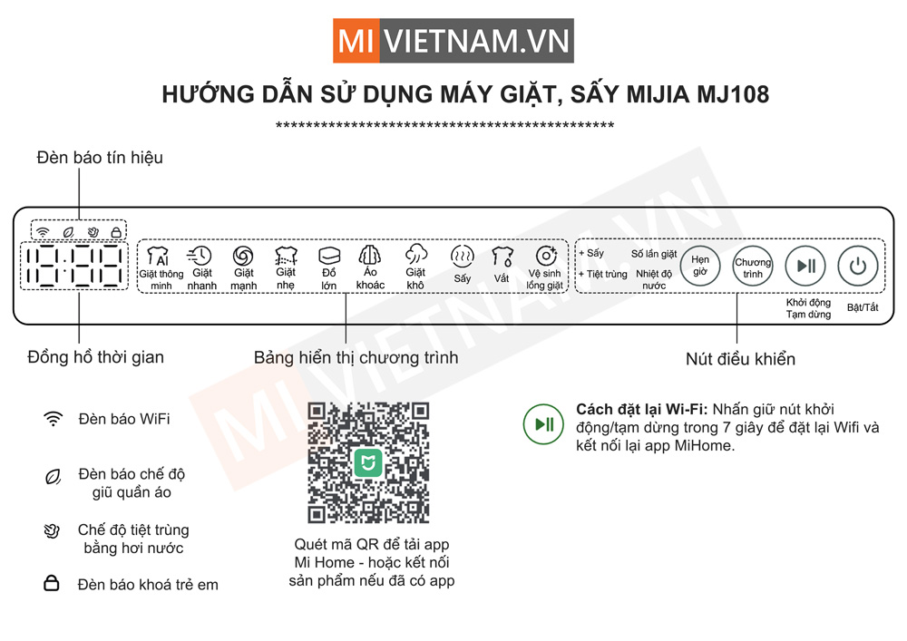Máy giặt sấy Xiaomi Mijia MJ108 - Giặt 10kg sấy 7kg, Model 2025 3 Máy giặt sấy Xiaomi Mijia MJ108
