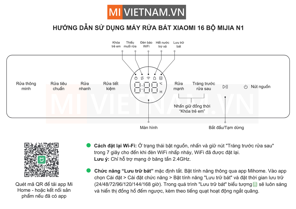 Máy rửa bát, rửa chén Xiaomi 16 bộ Mijia N1 - Hàng chính hãng 3 Máy rửa bát, rửa chén Xiaomi 16 bộ Mijia N1