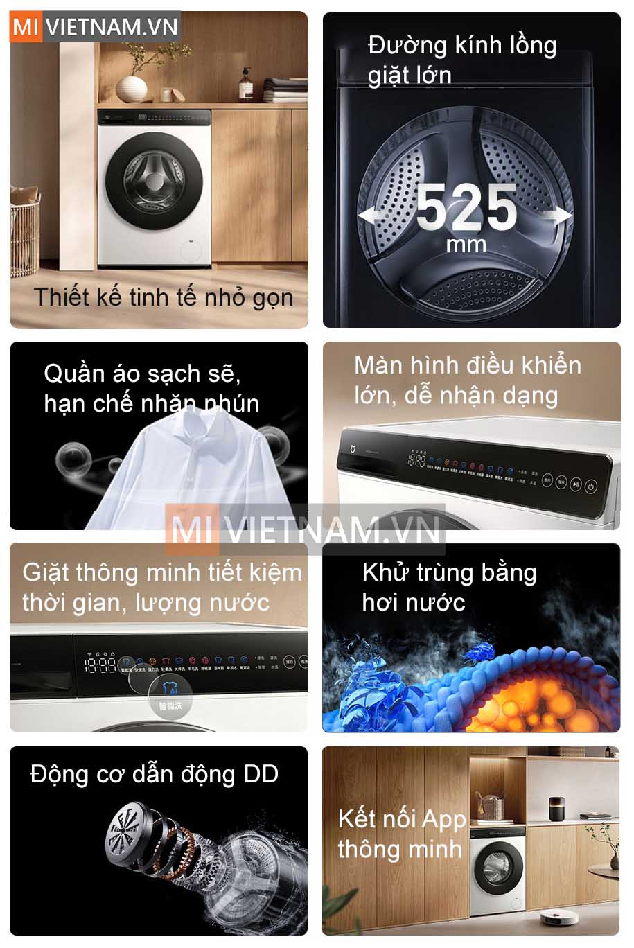 Máy giặt Xiaomi Mijia MJ106 - Giặt 10kg, 25 chế độ giặt 4 Ưu điểm nổi bật của máy giặt Xiaomi Mijia MJ106