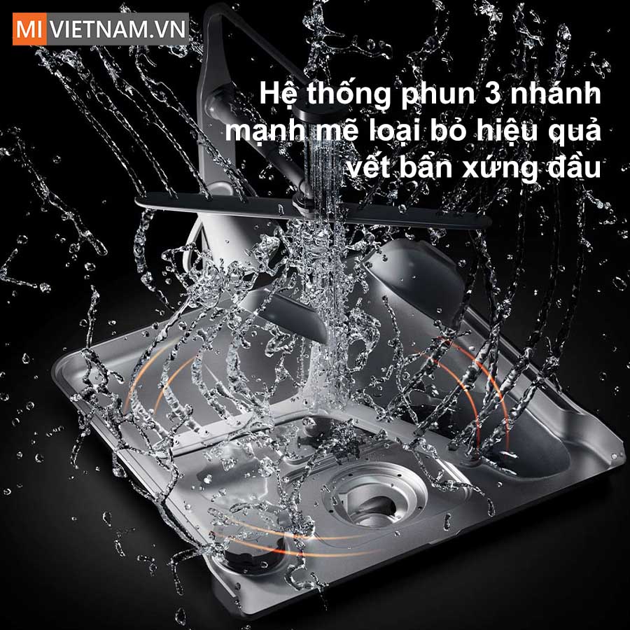 Máy rửa bát, rửa chén Xiaomi 13 bộ Mijia S2 - Hàng chính hãng 6 Hệ thống cánh tay phun nước 3 nhánh nâng cao hiệu quả làm sạch