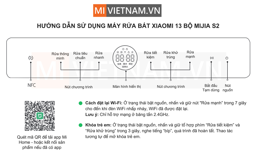 Máy rửa bát, rửa chén Xiaomi 13 bộ Mijia S2 - Hàng chính hãng 3 Máy rửa bát, rửa chén Xiaomi 13 bộ Mijia S2