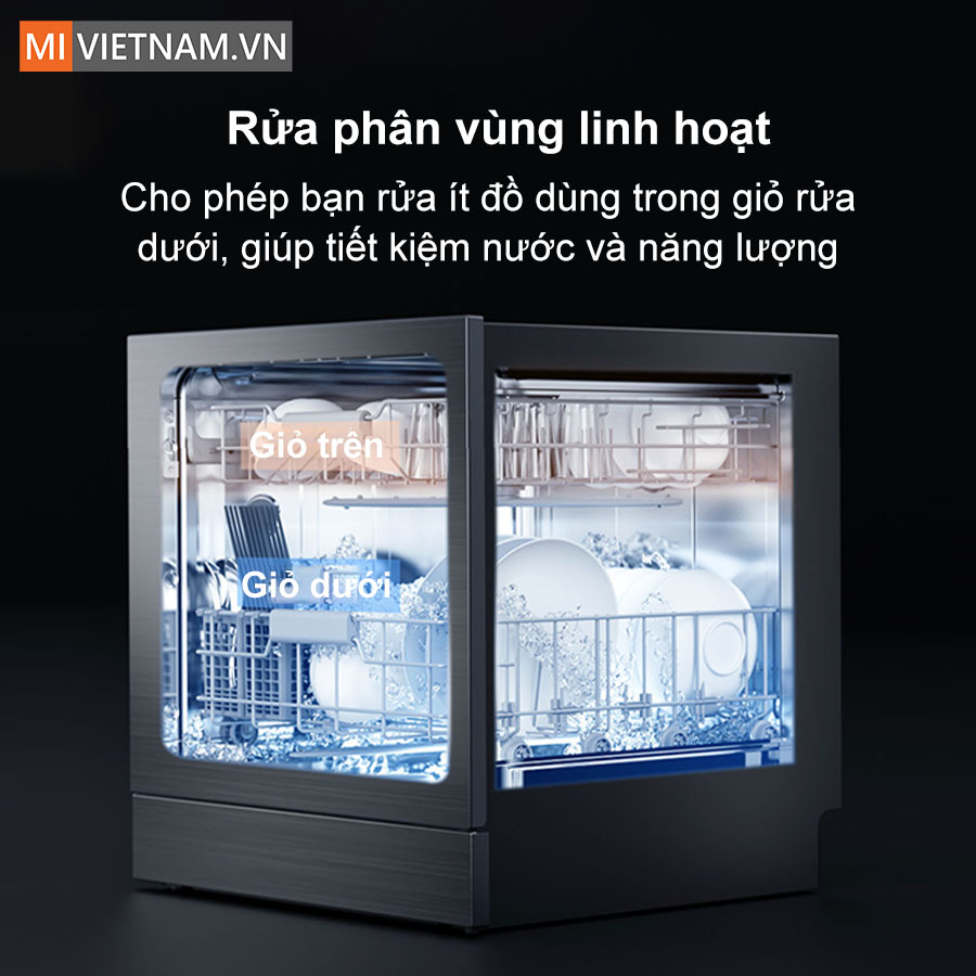 Máy rửa bát, rửa chén Xiaomi 12 bộ Mijia S1 - Hàng chính hãng 8 Tính năng rửa phân vùng linh hoạt