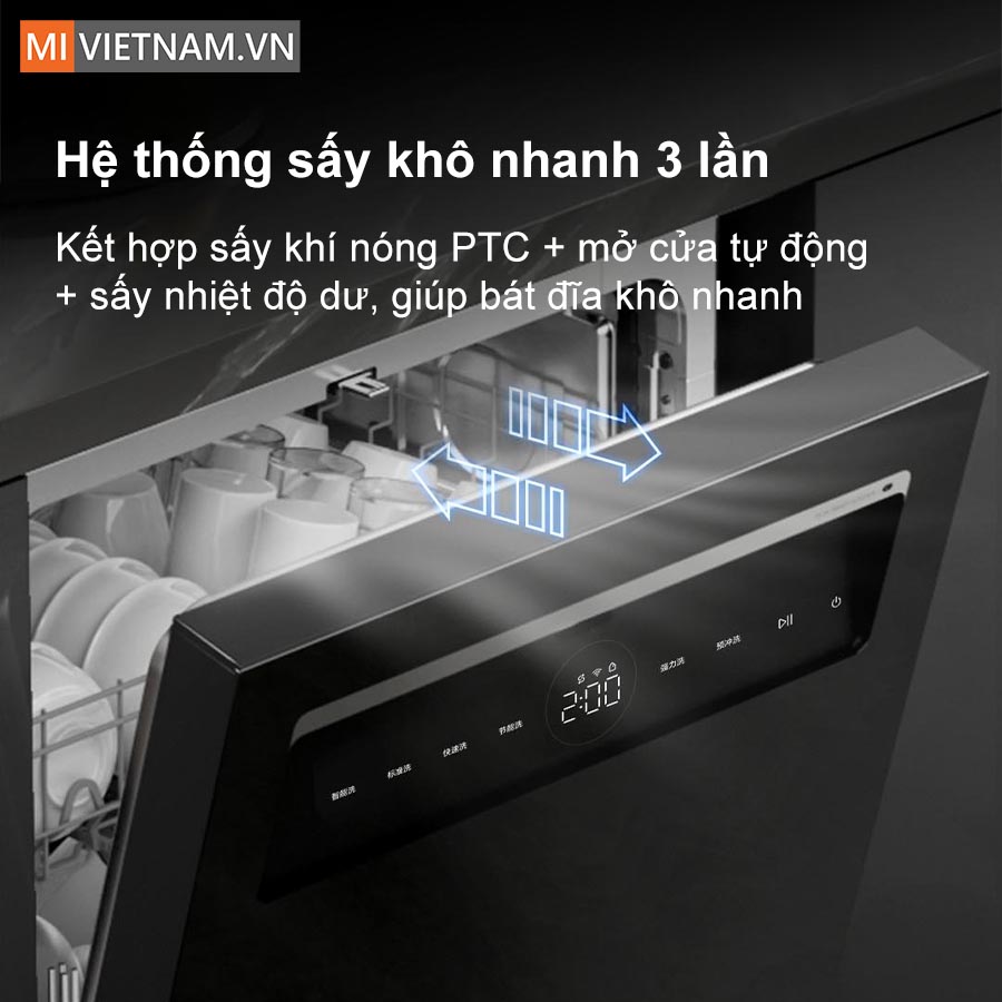 Máy rửa bát, rửa chén Xiaomi 16 bộ Mijia N1 - Hàng chính hãng 4 Khả năng sấy khô nhanh kết hợp mở cửa thông minh