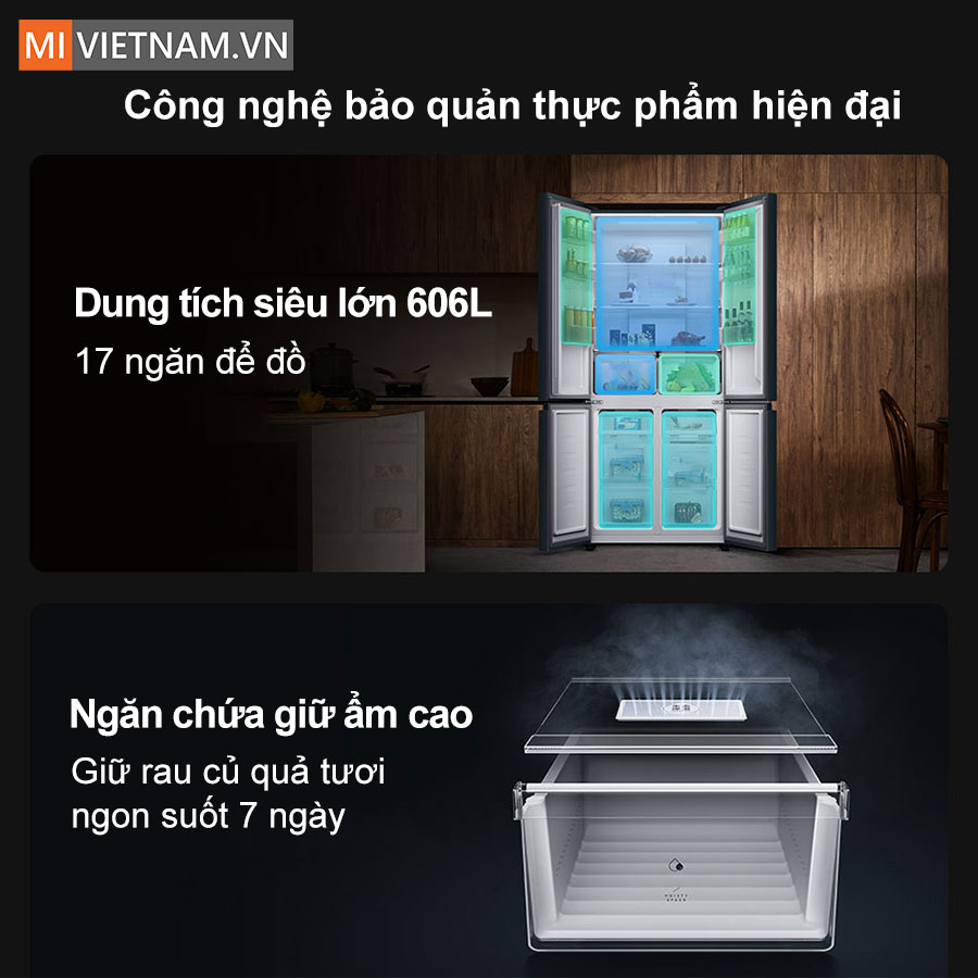Tủ lạnh Xiaomi Mijia 606L 4 cánh - Cấp đông nhanh, tiết kiệm điện 4 Ưu điểm của tủ lạnh Xiaomi Mijia 606L 4 cánh