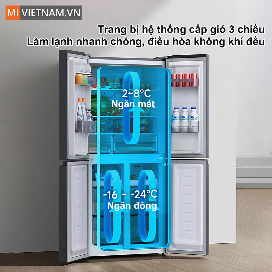 Tủ lạnh Xiaomi Mijia 430L 4 cánh - Có ngăn đông mềm, kháng khuẩn 8 Khả năng làm lạnh mạnh mẽ, giữ độ tươi hiệu quả