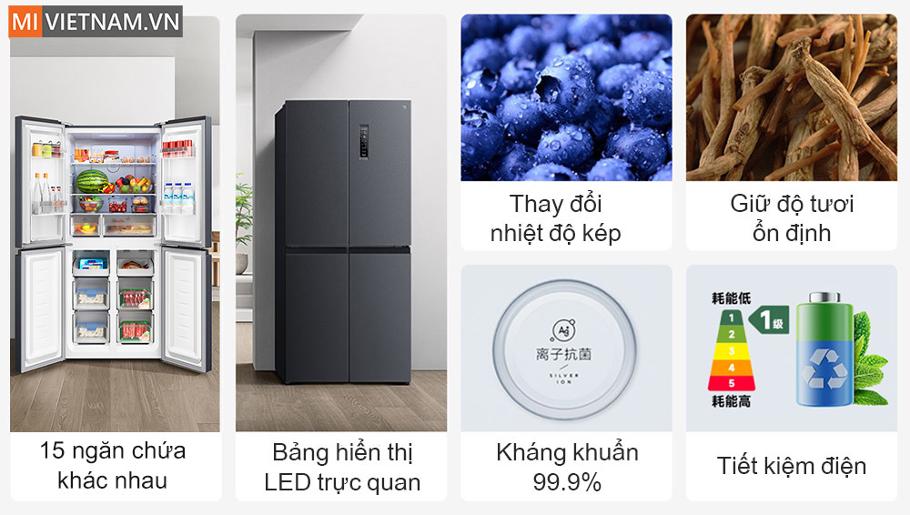 Tủ lạnh Xiaomi Mijia 430L 4 cánh - Có ngăn đông mềm, kháng khuẩn 4 Ưu điểm nổi bật của Tủ lạnh Xiaomi Mijia 430L 4 cánh