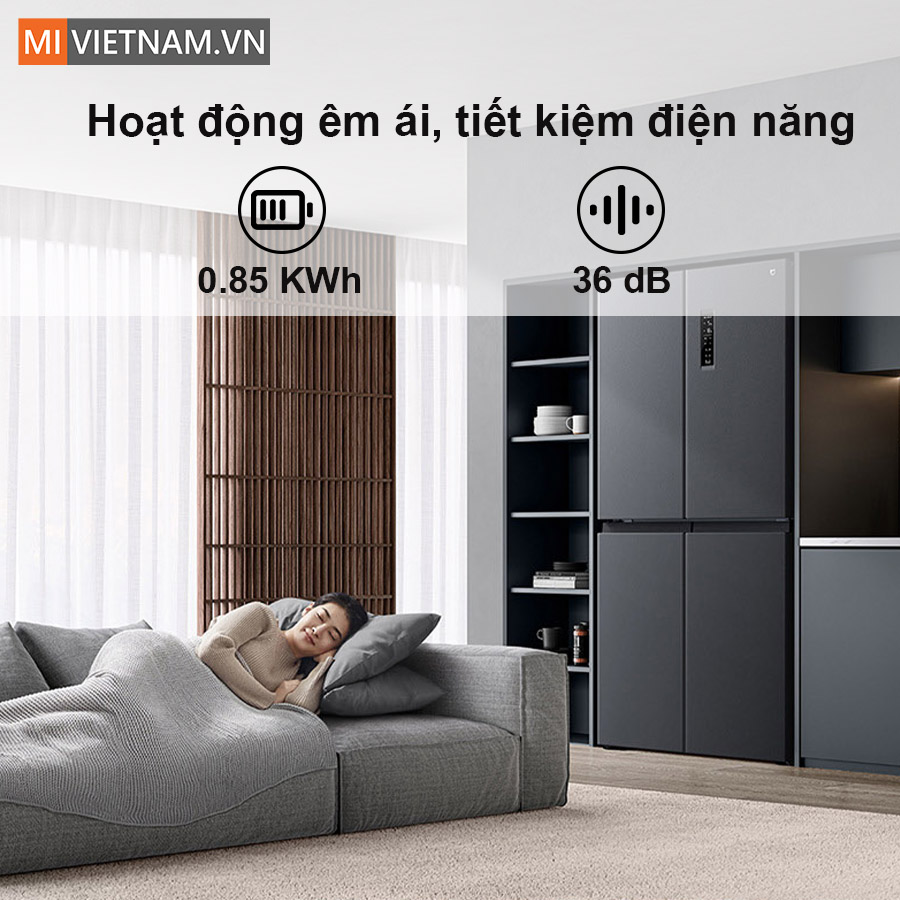 Tủ lạnh Xiaomi Mijia 430L 4 cánh - Có ngăn đông mềm, kháng khuẩn 12 Hoạt động êm ái, tiết kiệm điện năng