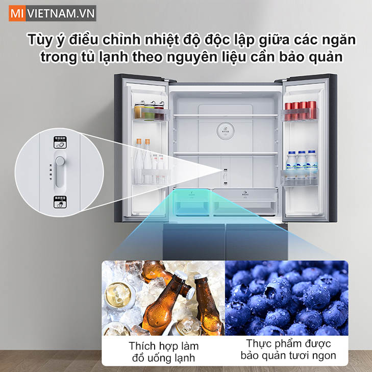 Tủ lạnh Xiaomi Mijia 430L 4 cánh - Có ngăn đông mềm, kháng khuẩn 6 Ngăn đông mềm tiện lợi dung tích 10L