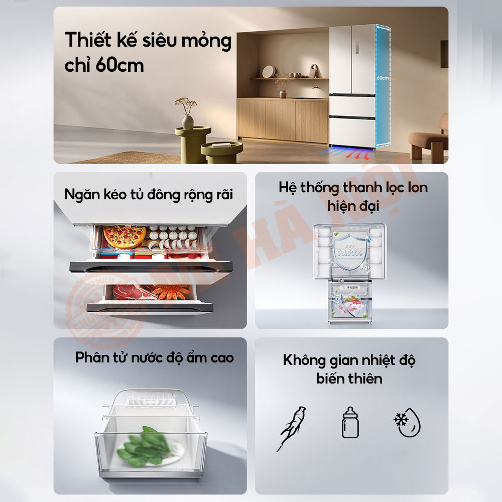 Thiết kế siêu mỏng kèm ngăn tủ rộng rãi
