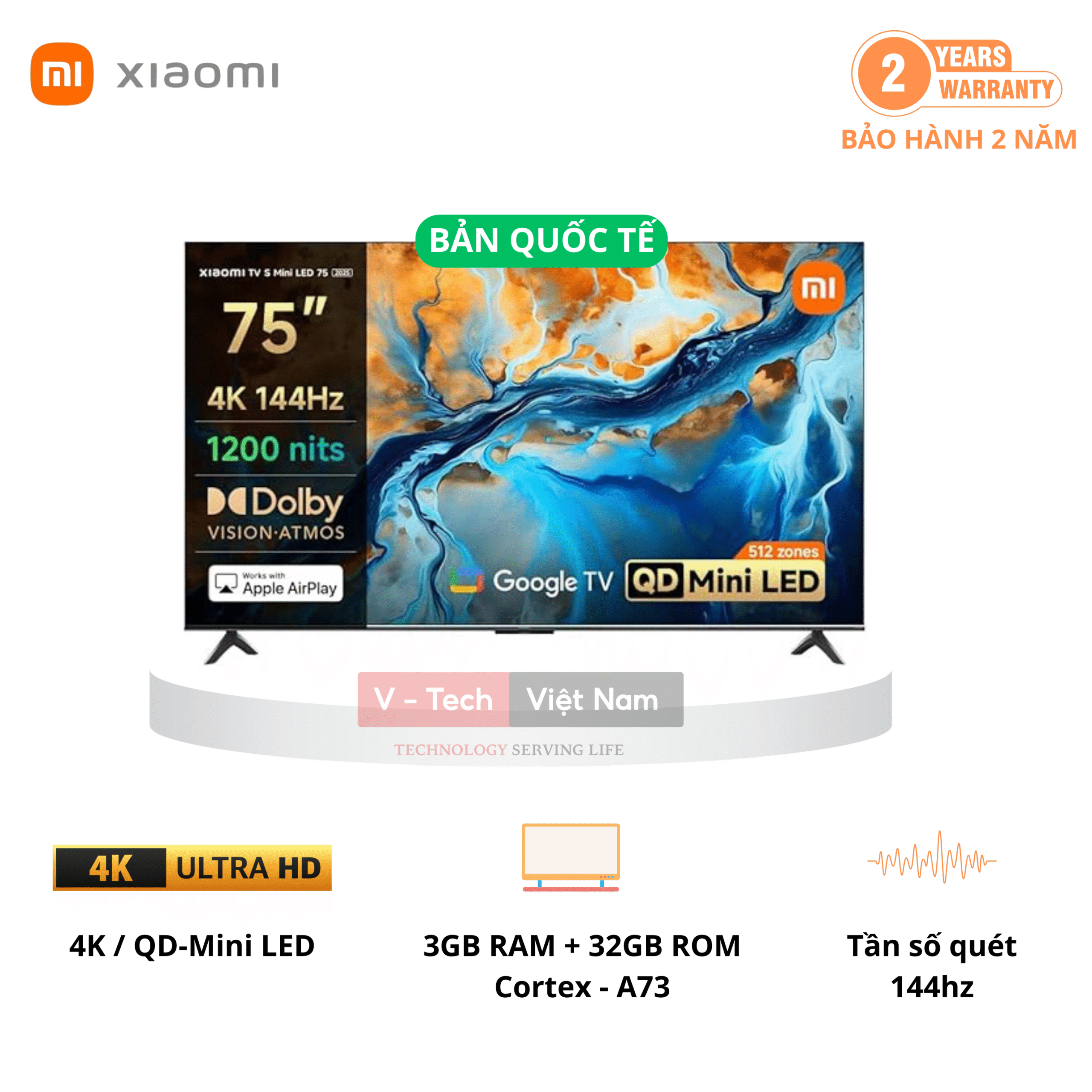 Tivi Xiaomi Smart Display S Mini Led 75 inch 2025 – Hình ảnh siêu nét, giá tốt