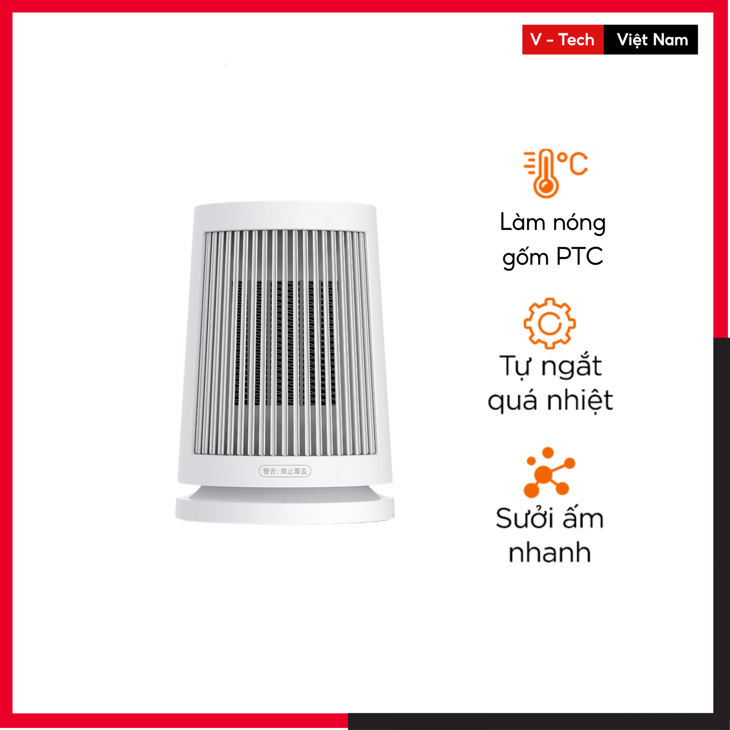 Máy sưởi mini để bàn Xiaomi Mijia ZMNFJ01YM – Xoay đảo gió, góc quay 45 độ