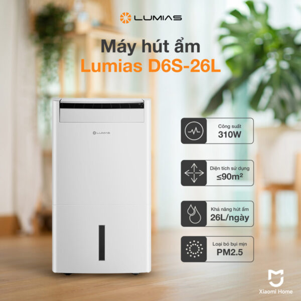 Máy hút ẩm 26L Lumias D6S-26L – Hàng Chính Hãng